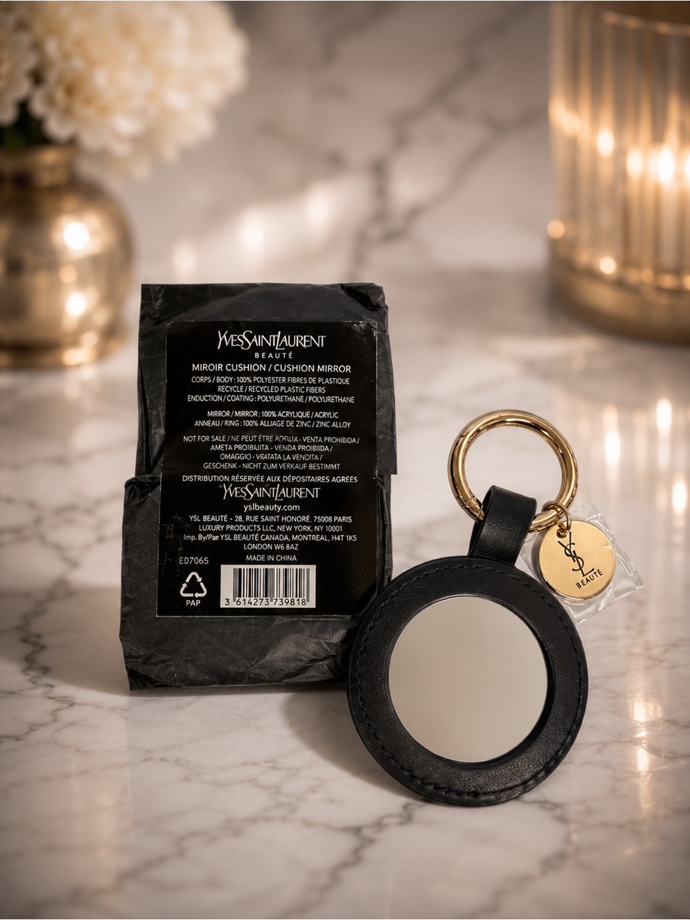 Yves Saint Laurent Beauté Cushion Mirror Keychain | Brand New
